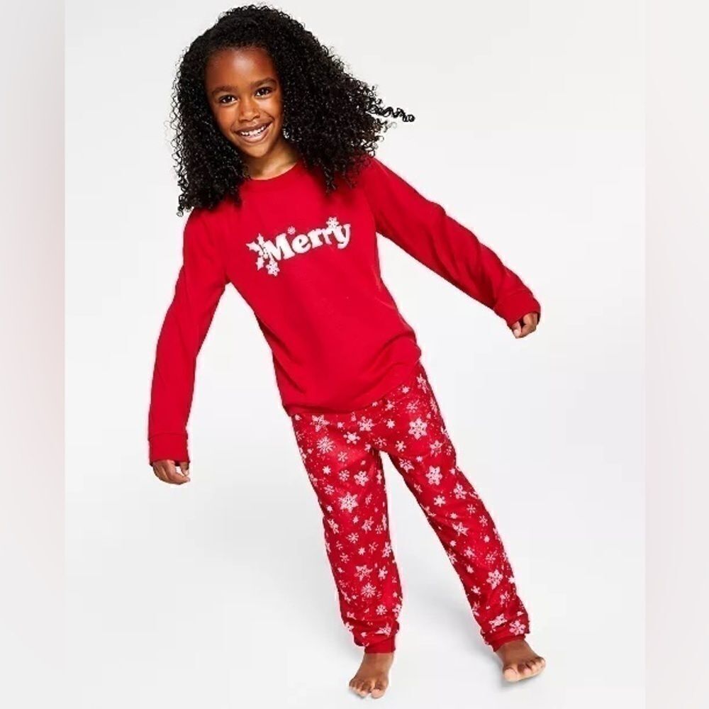 Family Pajamas Matching Kids Merry Snowflake Mix It holiday M(8)